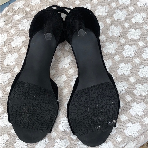 Black Velvet Ankle Strap Heels - Picture 3 of 6